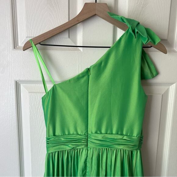Mac Duggal Asymmetrical Bow One Sleeve Long Dress Green size 6 - Picture 11 of 14
